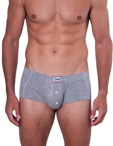 BIMONI Boxer de Haute qualité pour Homme – Viscose Douce – Taille Basse – Sexy et Confortable – sous-vêtements Hipster, Gris, XL