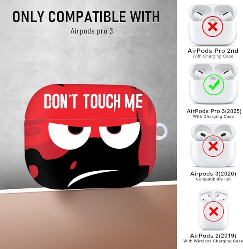 Image of Compatible with Airpods Pro 3 Case(2025),Don't Touch Me for Airpods Pro 3rd Generation Cases Cover with Lanyard Soft Silicone Cute Shockproof Cover for Women Men,Black