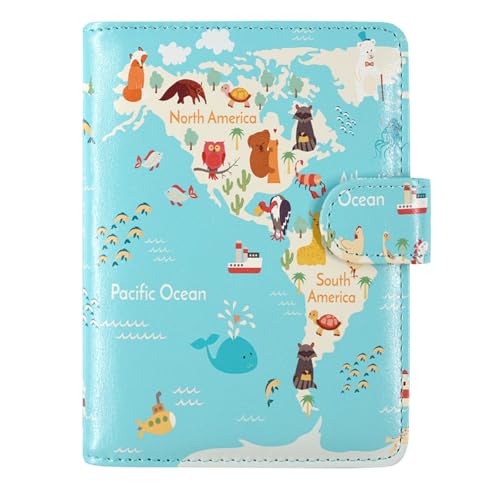 Capa para passaporte carteira de couro com bloqueio de RFID, acessórios de viagem para mulheres e homens, Mapa de animais, Passport Cover, Capa para passaporte