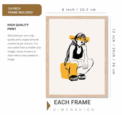 Image of BLINKART fashion sitting Aesthetic Modern Art Walls With Frame | Natural Wood Texture | Living Room Bedroom Office Wall Decoration | Poster Home Decor Frames Wall Bedroom | 12x8 Inches(D61)