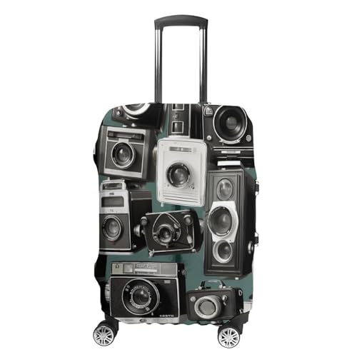 Retro Cool Camera Collection Luggage Cover, Washable Elastic Suitcase Cover Protector Fit 18-32 Inch Luggage