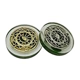 1 Pair Real Four Leaf Clover Pocket Coin - Crescent Moon | Magic Coins, Lucky Charms & Shamrock Token | Spiritual Gifts for Mom, St. Patrick's Day & Good Luck (Gold & Silver)