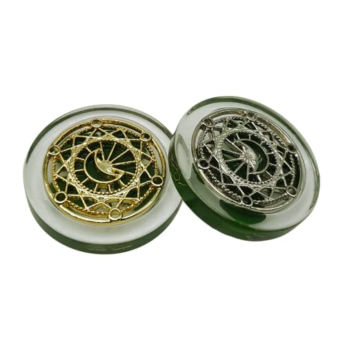 1 Pair Real Four Leaf Clover Pocket Coin - Crescent Moon | Magic Coins, Lucky Charms & Shamrock Token | Spiritual Gifts for Mom, St. Patrick's Day & Good Luck (Gold & Silver)