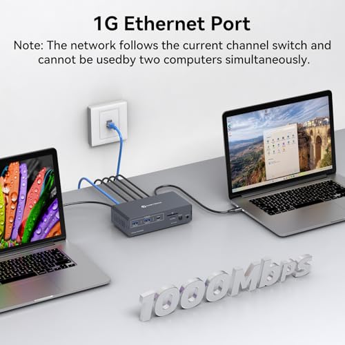 DGYBDFC USB C KVM Switch Docking Station 2 Laptop 2 Monitore 4K120Hz DP USB-C DockingStation SST/MST USBC Dock mit Dual Displayport/Ethernet/10Gbps USBC/USBA 3.2/USBA 3.0/SD/microSD Kartensteckplätze