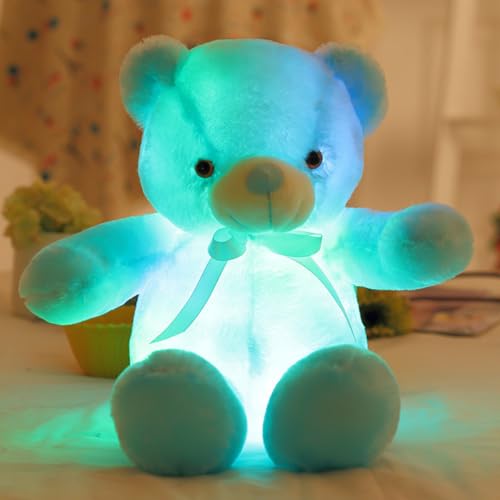 Starnearby Ours en Peluche Lumineux 30cm, Ours Lumineux LED, Ourson Lumineux Cadeau pour Saint-Valentin, Noël, Anniversaire, Cadeau Créatif pour Femme,...
