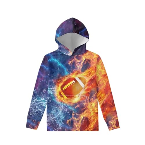 Boys Girls 3D Print Rugby Casual Pullover Hoodies Hooded Sweatshirts Tops Blouse with Pocket Age 6-16