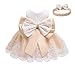 IWEMEK - Vestido de encaje para niña, con lazo, para dama de honor, boda, tutú, princesa, cumpleaños, fiesta, bautizo, para niños, formal Blanco + champán. 9-12 Meses