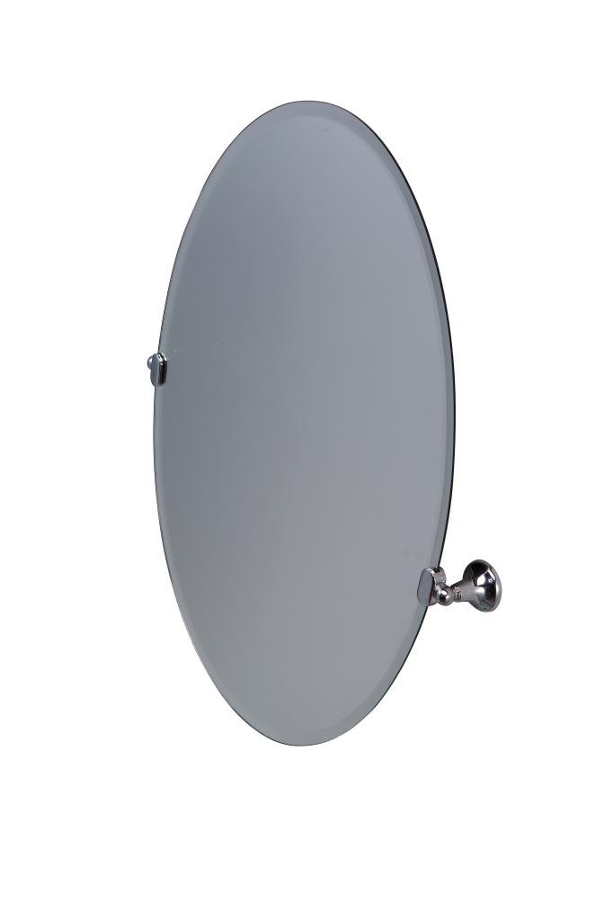 Flettern Large Oval Wall Mirror, Chrome High Fidelity Mirror