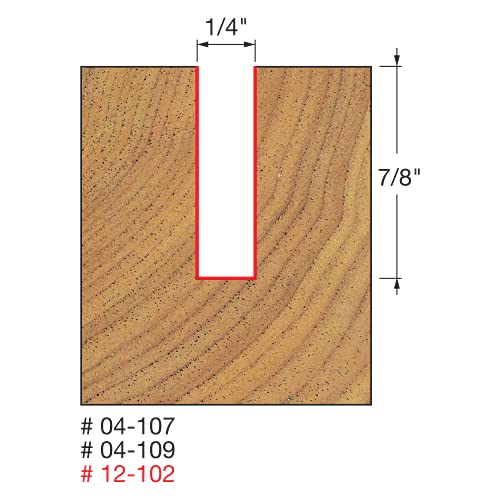 Image of Freud 12-102: 1 /4 inch (Dia.) Double Flute Straight Bit with 1 /2 inch Shank, 2-7 /8 inch Overall Length,Red (Pack of 2)