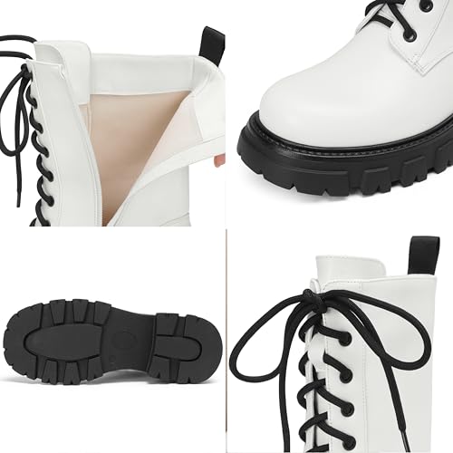 Image of Women Harness Motorcycle Biker Boots Steampunk Combat Boots Chunky Mid Calf Goth Boots Lug Sole Lace up Side Zipper