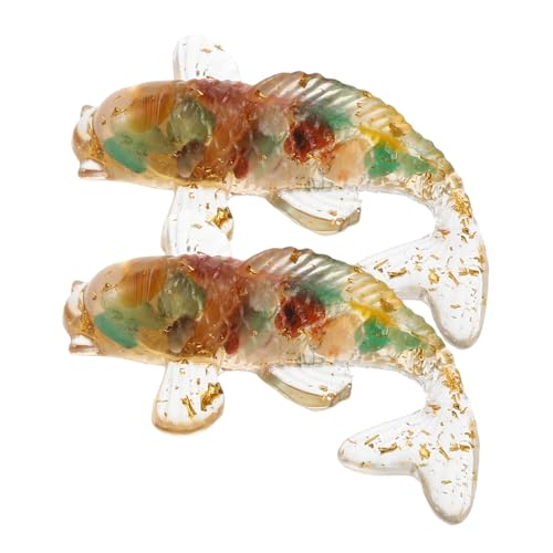 HONMEET 2 Piezas Estatuas de Cristalina de Peces Koi de Figuras de Carpa Hechas Mano con Natural y Pan de Decoración Versátil para Hogar y Oficina Símbolo de Buena Fortuna y Energía