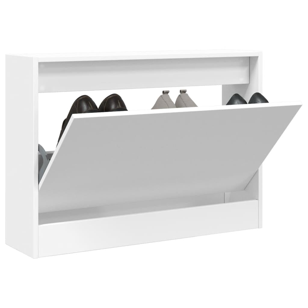 Armoire à chaussures blanche 80 cm meuble de rangement bois