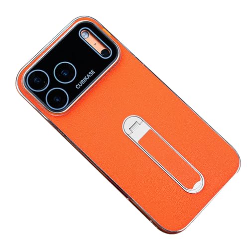 Coque métallisée iPhone 17 Pro protection caméra similicuir orange