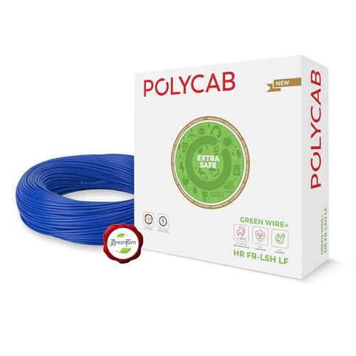 Image of Polycab Green Wire+ 90M coil |6 SQ MM|Heat resistant upto 900 C | Low smoke | Low toxic fumes | GreenPro certified | 99.97% high purity copper | Rodent protection | Eco friendly (Blue)
