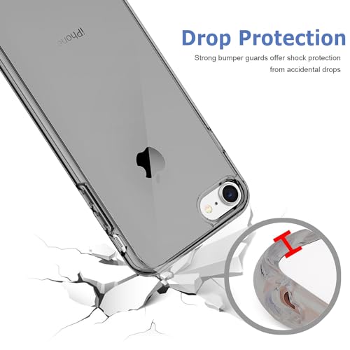 Image of TENOC Phone Case Compatible with iPhone SE (2nd 2020 and 3rd 2022 Generation) & iPhone 7 & iPhone 8, Gray Case Clear Shockproof Protective Bumper Slim Cover for 4.7 Inch