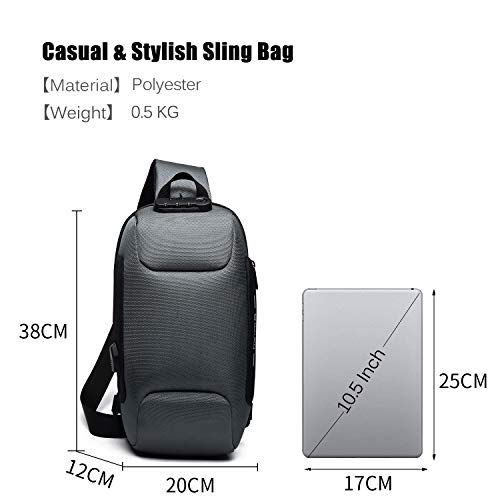 Bolsa cruzada antifurto FANDARE con puerto USB gris miniatura 6