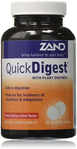 Zand Quick Digest with Plant Enzymes | Healthy Digestion Support w/Lipase, Cellulase, Amylase, Papain, Bromelain, Papaya & Calcium | 90 Chewables