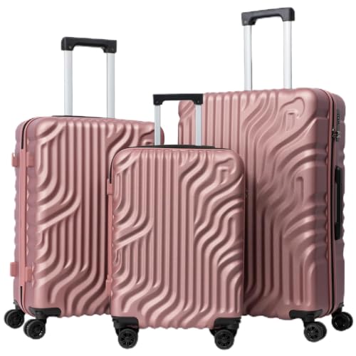 Eeeza Luggage Sets Hardshell Suitcase with Wheels(RoseGold,20"/24"/28")