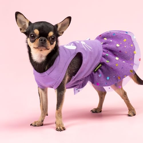 Fitwarm Easter Bunny Dog Dress, Holiday Dog Clothes for Small Dogs Girl, Pet Easter Outfit, Purple, White, Small - Image 6