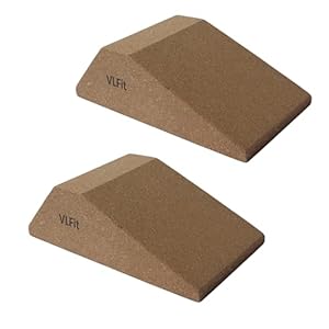 VLFit Bloques de CORCHO para sentadillas, paquete de 2, rampa profesional antideslizante para sentadillas elevadas en el talón, estiramiento, plataforma de elevación de pantorrillas, entrenador