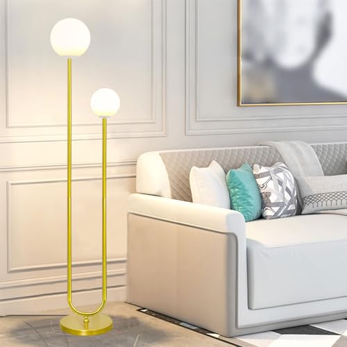 Lámpara de pie de cristal doble, lámpara vertical de hierro con interruptor de pie