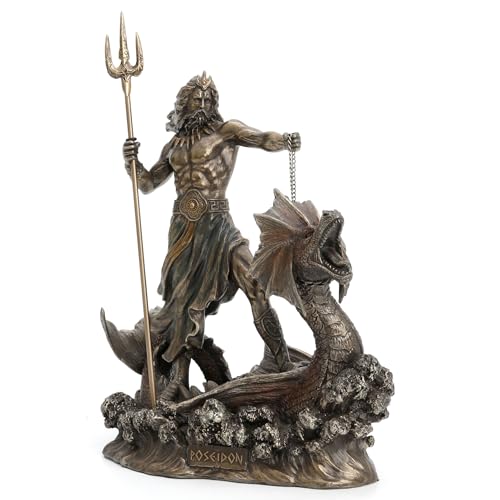Figura de Poseidón 9 1/4 in Resina con Acabado Bronce miniatura 2