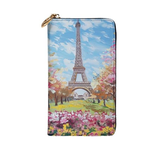 Women's Leather Wallet - Beautiful Eiffel Tower Paris Prints Coin Purse Travel Card Holder Zipper Purse Cell Phone Handbag2