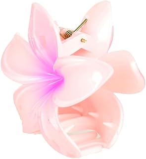 مشابك شعر بلاستيكية على شكل زهرة للنساء - لون وردي