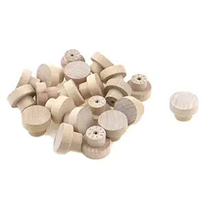 Tulead Mini Wooden Cabinet Knobs Unfinished Furniture Pull Knobs Drawer Dresser Pulls Handles 1.34