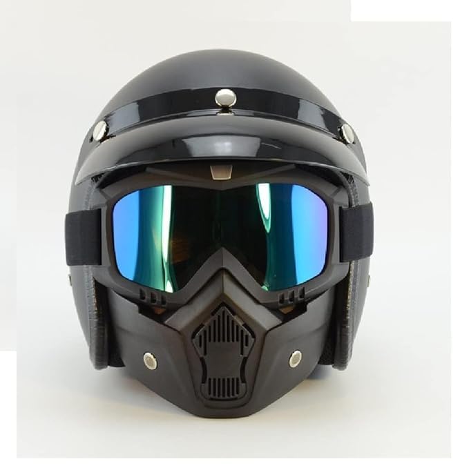 CARTEEO®Motorcycle Goggle Mask with Anti-Scratch, UV Protective Rainbow Visor, Detachable Adjustable Elastic Strap 1