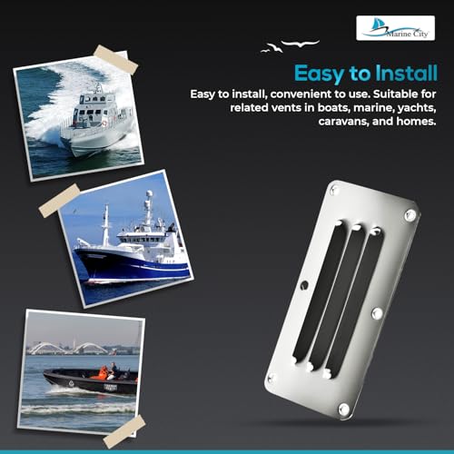 Image of MARINE CITY Stainless-Steel 2-1 /2 inch x 5 inch Rectangle Stamped Louvered Vent