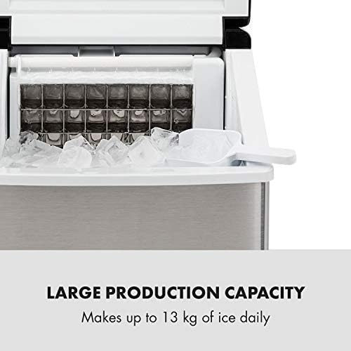 Klarstein Clearcube Ice Cube Maker - Produces Clear Ice, Production Capacity: 13kg / 24h, Refrigerant: R600a, Control Panel with Touch Screen, Resistant Stainless Steel Case, Black
