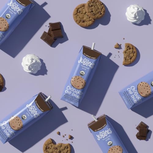 Jubilee’s Organic Shelf-Stable, High Protein Milk Boxes for Kids, Chocolate Chip Cookie Flavor, Zero Added Sugar, Individual 8 oz Drink (12 Pack)