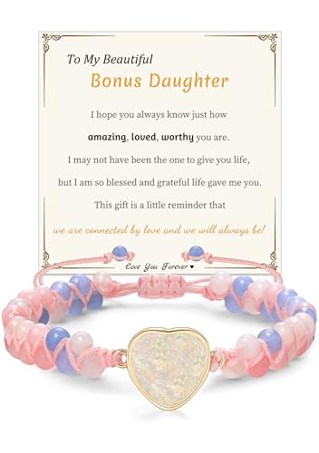 Image of Gifts for Daughter Granddaughter, To My Mom Grandma Wife Girlfriend Sister Jasper Heart Bracelets Birthday Graduation Anniversary Christmas Stocking Stuffers Valentines Mothers Day Jewelry