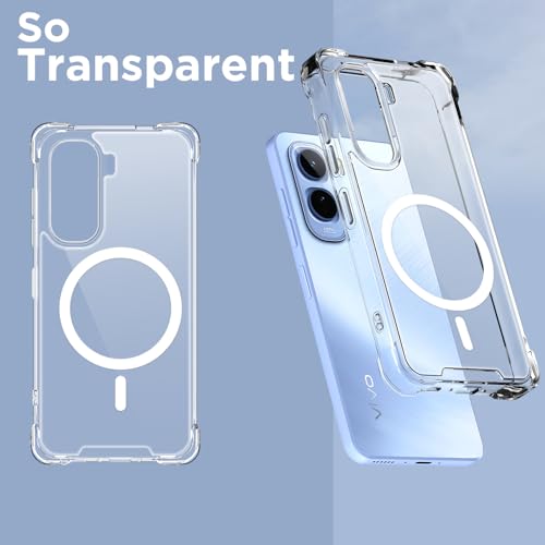 Image of Pikkme Back Cover for Vivo T5 Pro 5G Mag-Safe Shockproof PC + TPU | Protective Case Magnetic Support | Bumper Case (Transparent Mag-Safe)