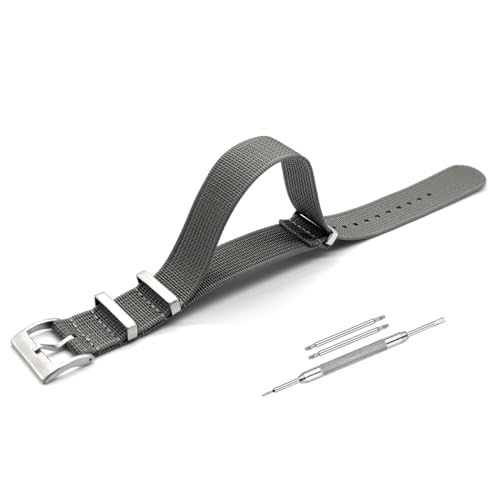 Image of Lineon 20mm & 22mm Stainless Steel 304 Buckle & loop Nylon Vintage Style NATO Watch Strap ONE WAY NATO Nylon STRAP Imported Quality With Pins and Pin Remover Tool (Include)
