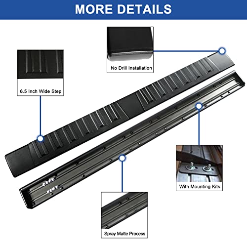 Boardroad Running Boards For 2015-2023 Ford F-150 Super Crew Cab 4-Door 2017-2023 Ford F-250 F-350 Super Duty Crew Cab 4-Door, 6.5 Inches Truck Side Steps Nerf Bars Textured Aluminium (Black) #TOP3