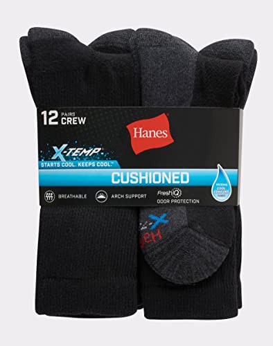 Image of Hanes Men's Socks, X-temp Cushioned Low Cut Socks, 12 & 14 Pair Packs