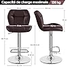 Yaheetech Juego de 2 Taburete de Bar Taburete de Altura Ajustable 89-111 cm Taburete Industrial Metal Silla de Cocina Tasburete Alto para Cocina Bar Comedor Marrón #2