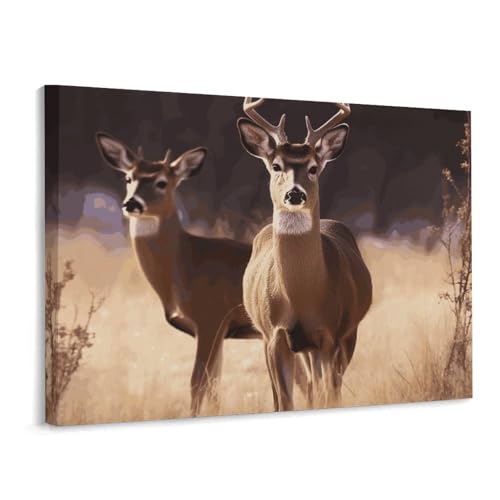 Toile cerf décoration murale salon tableau nature moderne cadre 40x30