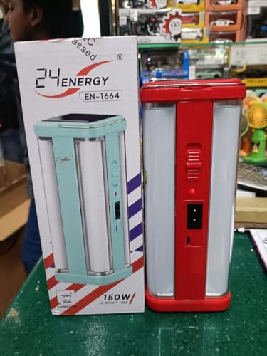 Image of 24Energy EN-1665 Rechargeable LED Table Lamp, 200W SMD Tube, Solar Charging, RGB Color Modes, Touch and Remote Control