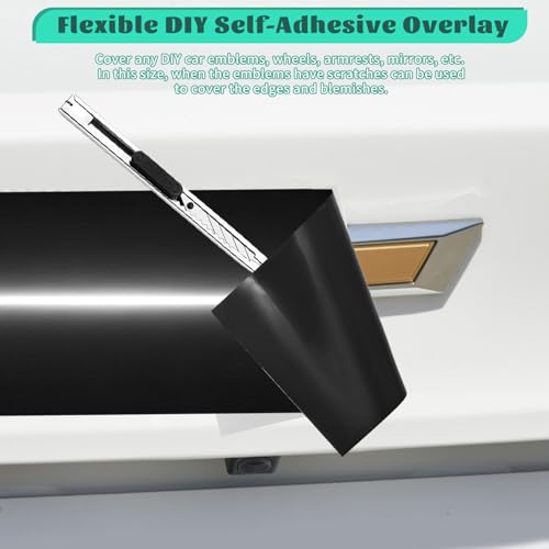 Image of Compatible with 11.8 inch x 4 inch Bowtie Emblem Wrap Kit for Chevy Logo Overlay Vinyl Wrap with Spatula and Cutter 3 Pcs Glossy Black