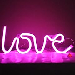 Idea Regalo - DAKABUKA Love LED Targa neon USB o batteria Luce notturna per San Valentino, Natale, compleanno, camera delle ragazze, soggiorno (rosa)