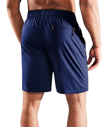 Image of MIER Men's Quick Dry Running Shorts with Zipper Pocket Elastic Waist Athletic Workout Exercise Shorts