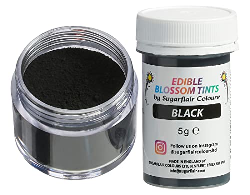Sugarflair Blossom Tint Dust Black - Colorante Alimentario, Polvo Colorante Comestible para Tartas, Masa de Azúcar, Glaseado, Chocolate, Crema de Mantequilla, Macarrones - 5g