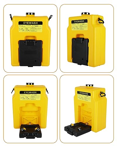Image of Portable Eyewash Station 14 Gallon, OSHA Approved Eye Wash Station for Wall | 14 gallon portable eyewash station, OSHA approved. Gravity-fed, 15-minute continuous flush. Wall or shelf mount