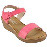 DbDk Women's Gasina-5 Ankle Strap Open toe Platform Wedge Heel Sandals (8, Fuchsia)