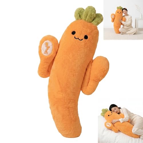 Lumen MLBJ Hugging Pillow with Warmth and Patting, Plush Sleep Aid Comfort Companion for Adults, Emotional Support Cuddle Soothe Tap Buddy (Patting+Heat, Carrot, Large)