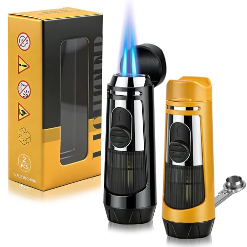 Pack de 2 Encendedores de Llama Dual con Soporte y Punch miniatura 1