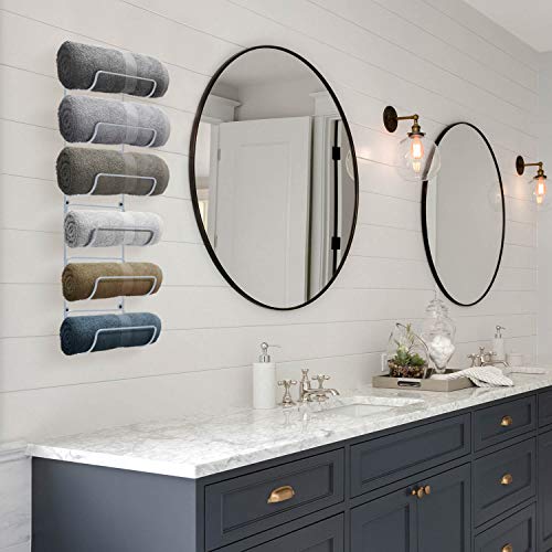 Sorbus Towel Rack Wall Mount – 6 Compartments of White Metal Towel Holder for Bathroom Decor Sets, Organizer for Linens, Gym, Rv, Door, Cabinet - Wine Rack Wall Mounted for Kitchen, Bar, Wine Cellar — view 6